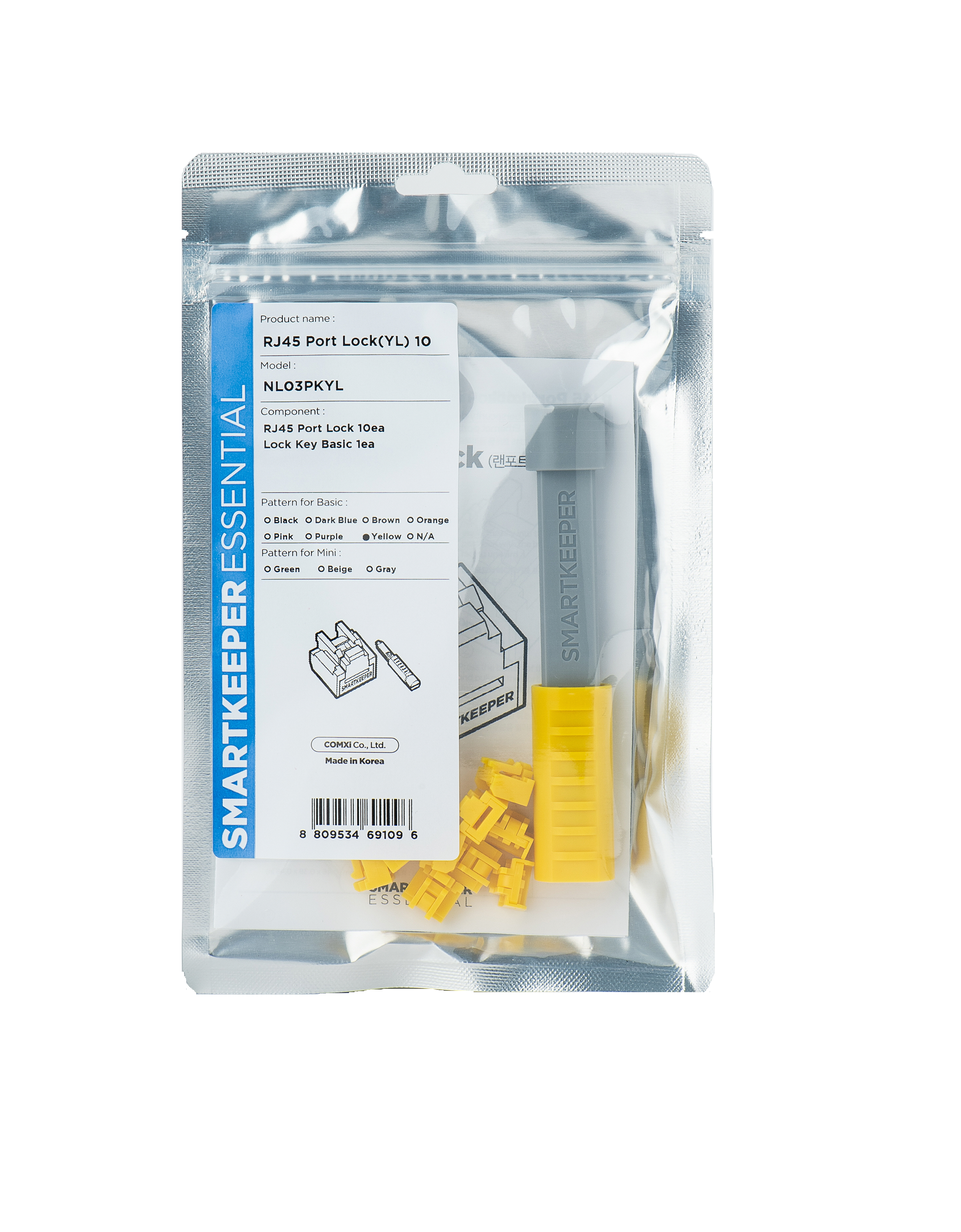SmartKeeper Basic "RJ45 Port" Blocker gelb 10 Stk.+Key