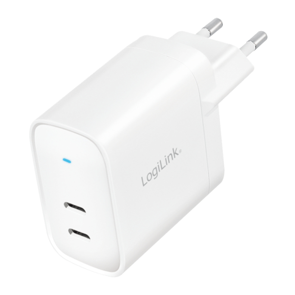 Logilink Steckdosenadapter, 2x USB-C, GaN, 40W