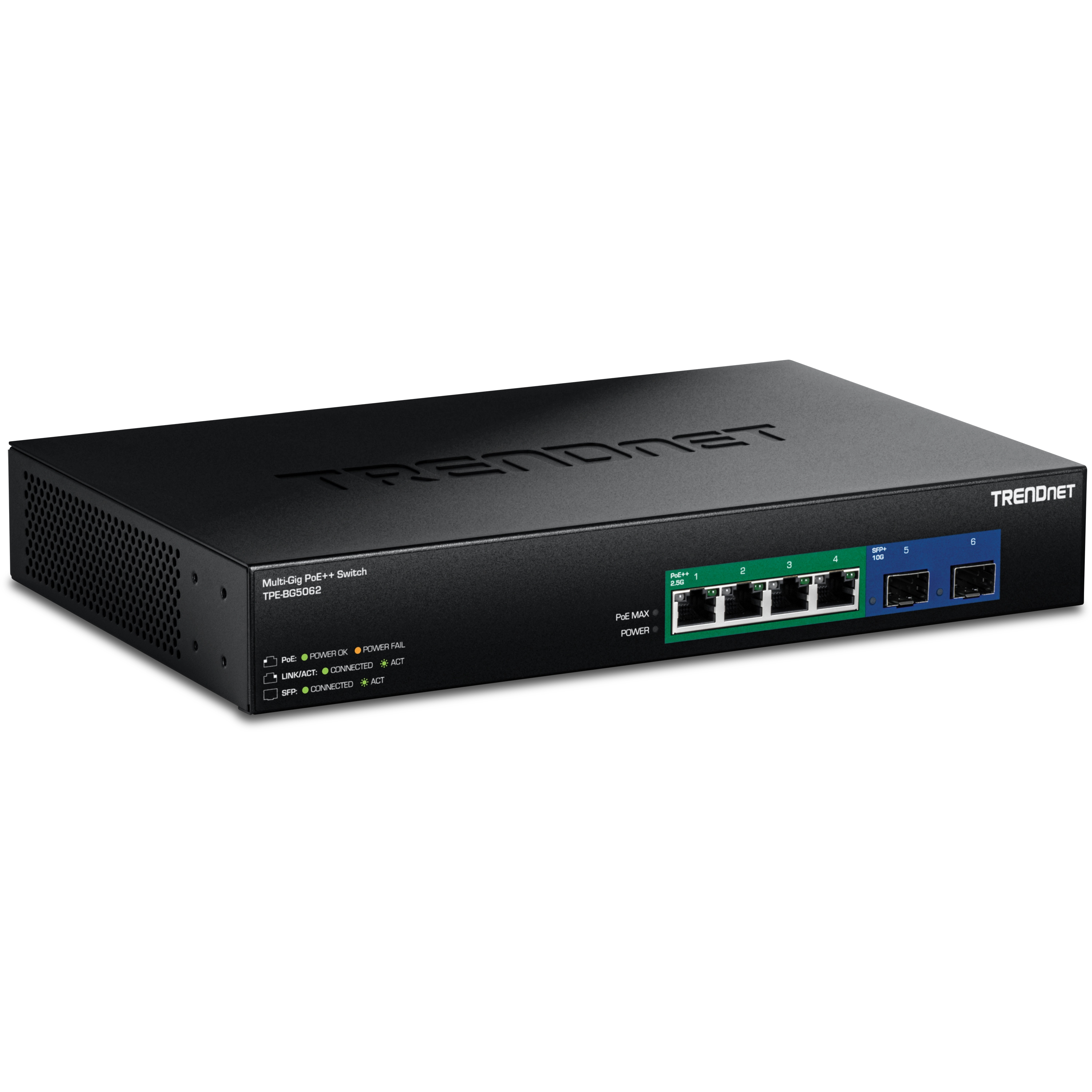 TRENDnet Switch 6-Port 2.5G GaN PoE++ 240W 2x10G SFP+ RackM
