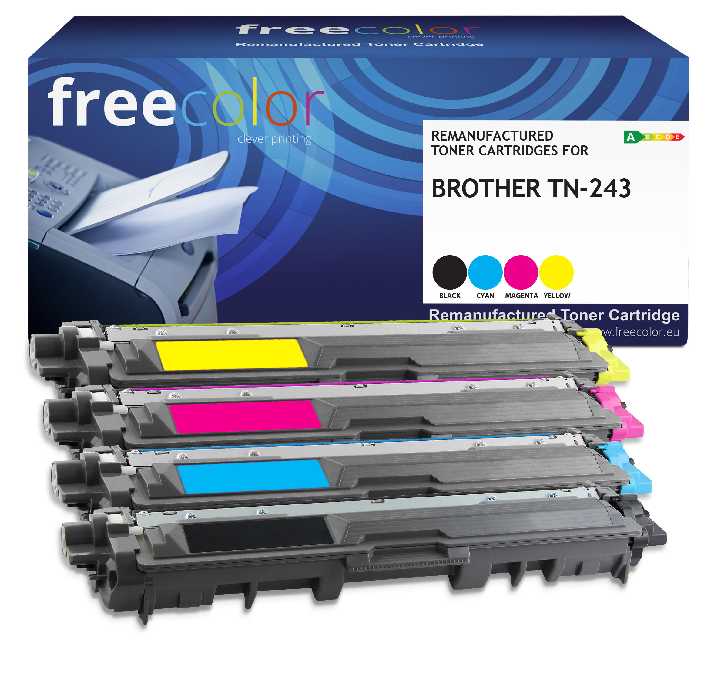 Freecolor Toner Brother TN-243 B/&shy;C/&shy;M/&shy;Y remanufactured