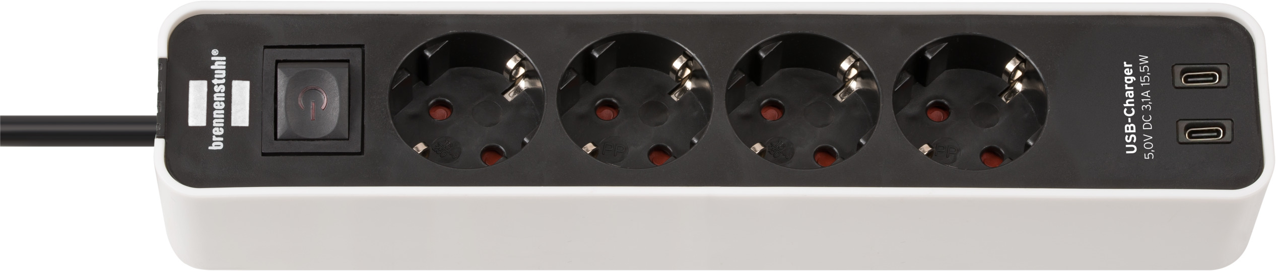 Brennenstuhl Steckdosenleiste Ecolor 4fach USB C 15.5 ws/­sw. Brennenstuhl Steckdosenleiste Ecolor 4fach USB C 15.5 ws/­sw.