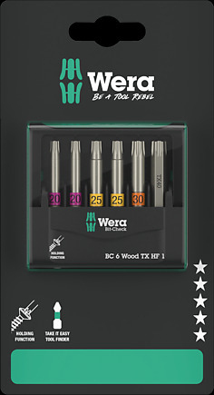 Wera Bit-Check 6 Wood TORX HF 1 SB
