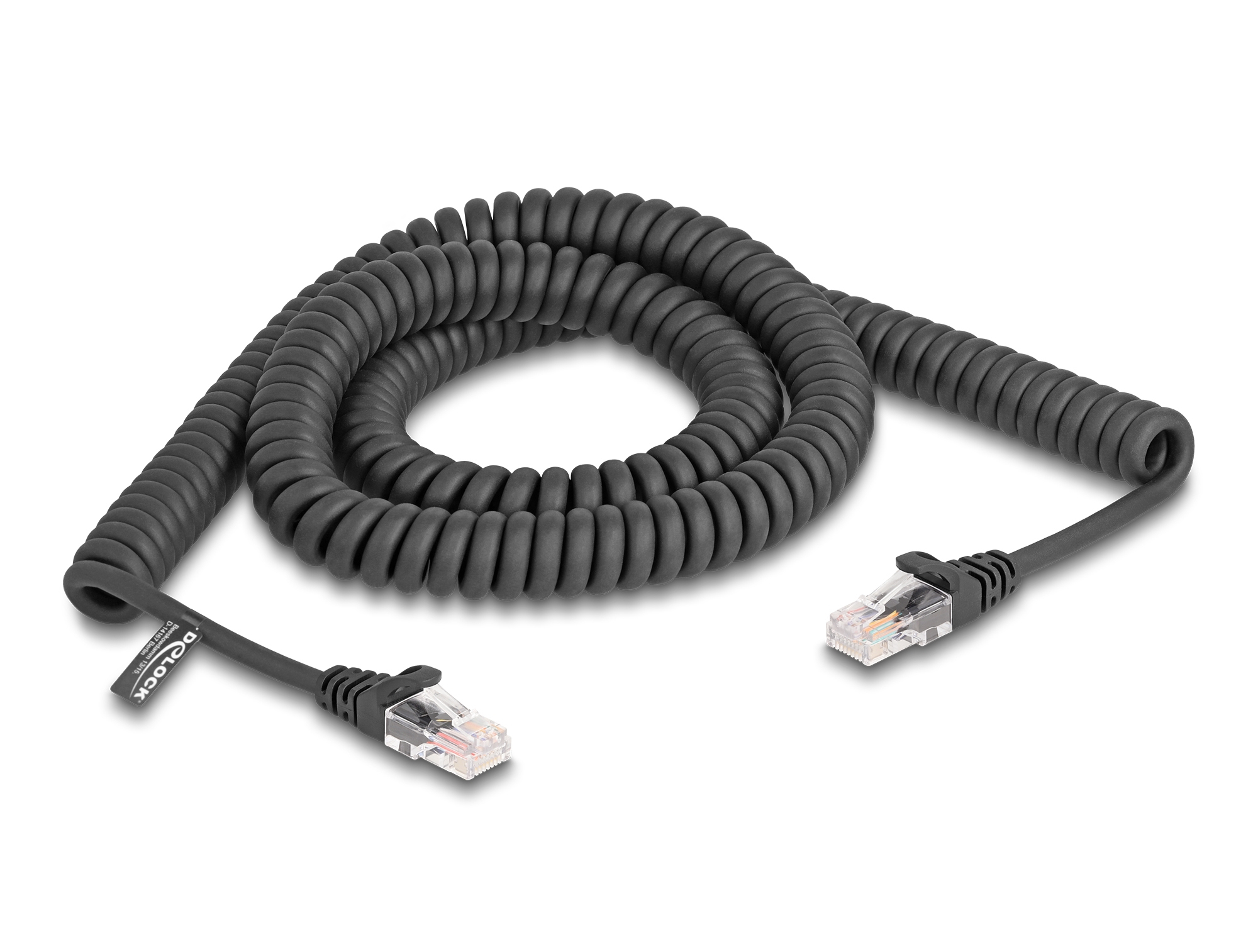 DELOCK RJ45 Spiralkabel Stecker zu Stecker Cat.5e 3m schwarz DELOCK RJ45 Spiralkabel Stecker zu Stecker Cat.5e 3m schwarz