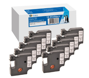 G&G Schriftband 10ner Set für DYMO D1/&shy; S0720530/&shy; 45013ß