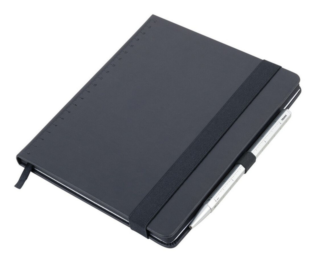 TROIKA Notizblock BLACK SLIMPAD A5 silberner Stift