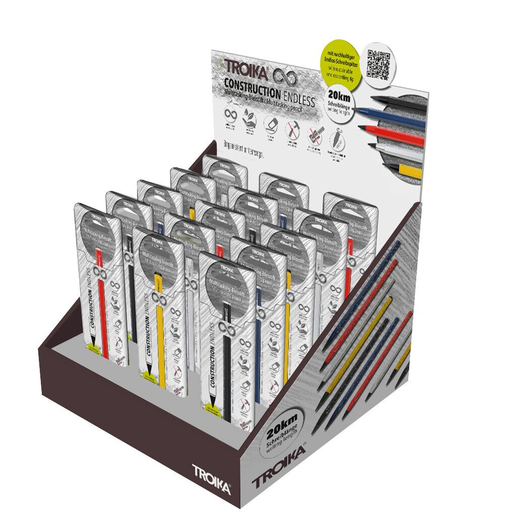 TROIKA Thekendisplay 15xCONSTRUCTION endless multi pen
