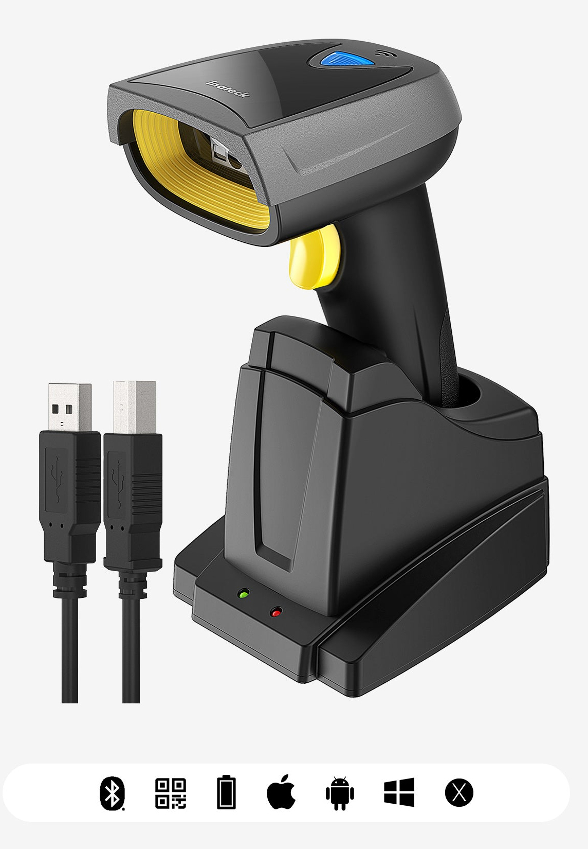 inateck BCST-52 2D Barcode Scanner mit Ladestation Schwarz