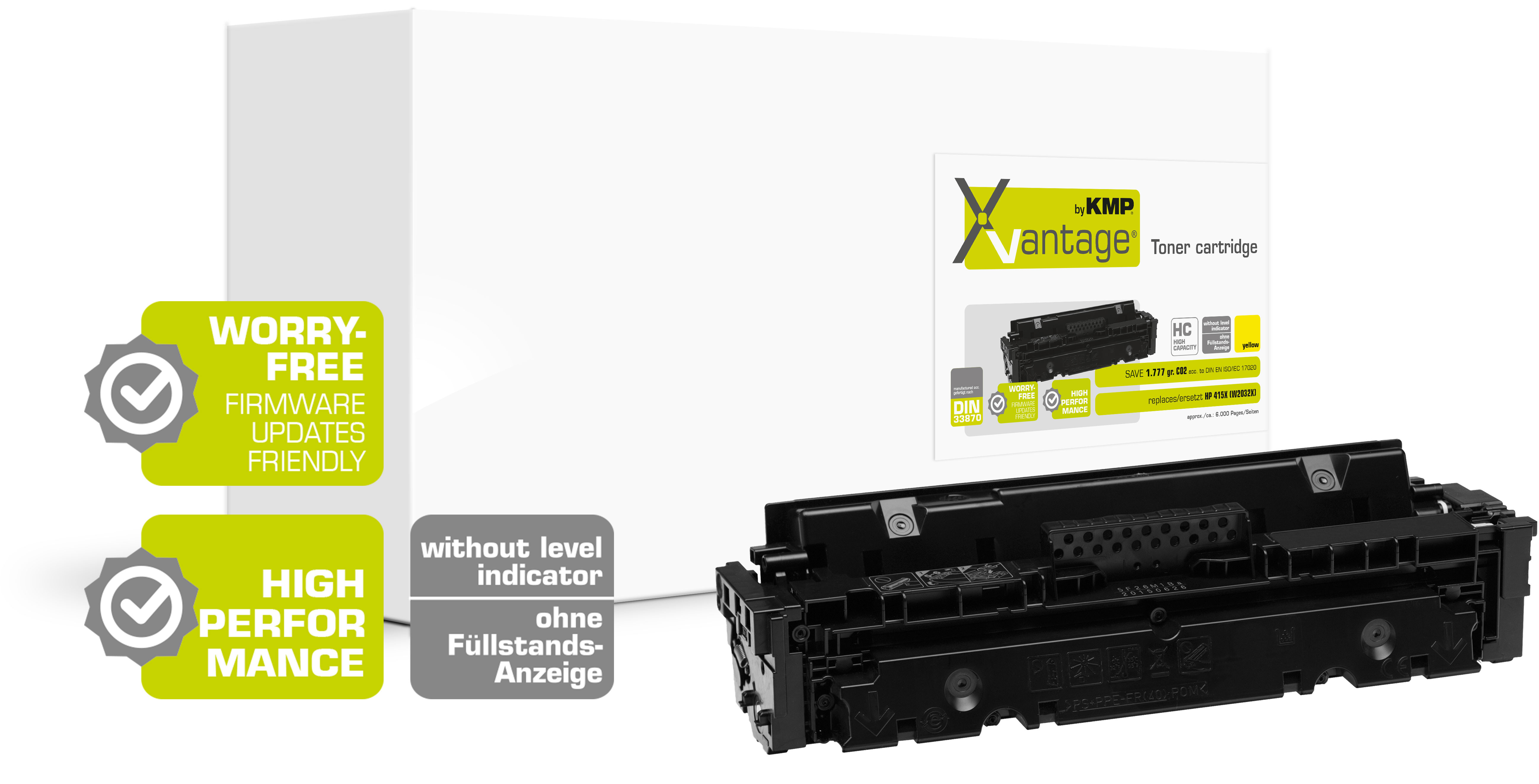 KMP XVantage Toner HP415X (W2032X) 6000 Seiten yellow remanufact