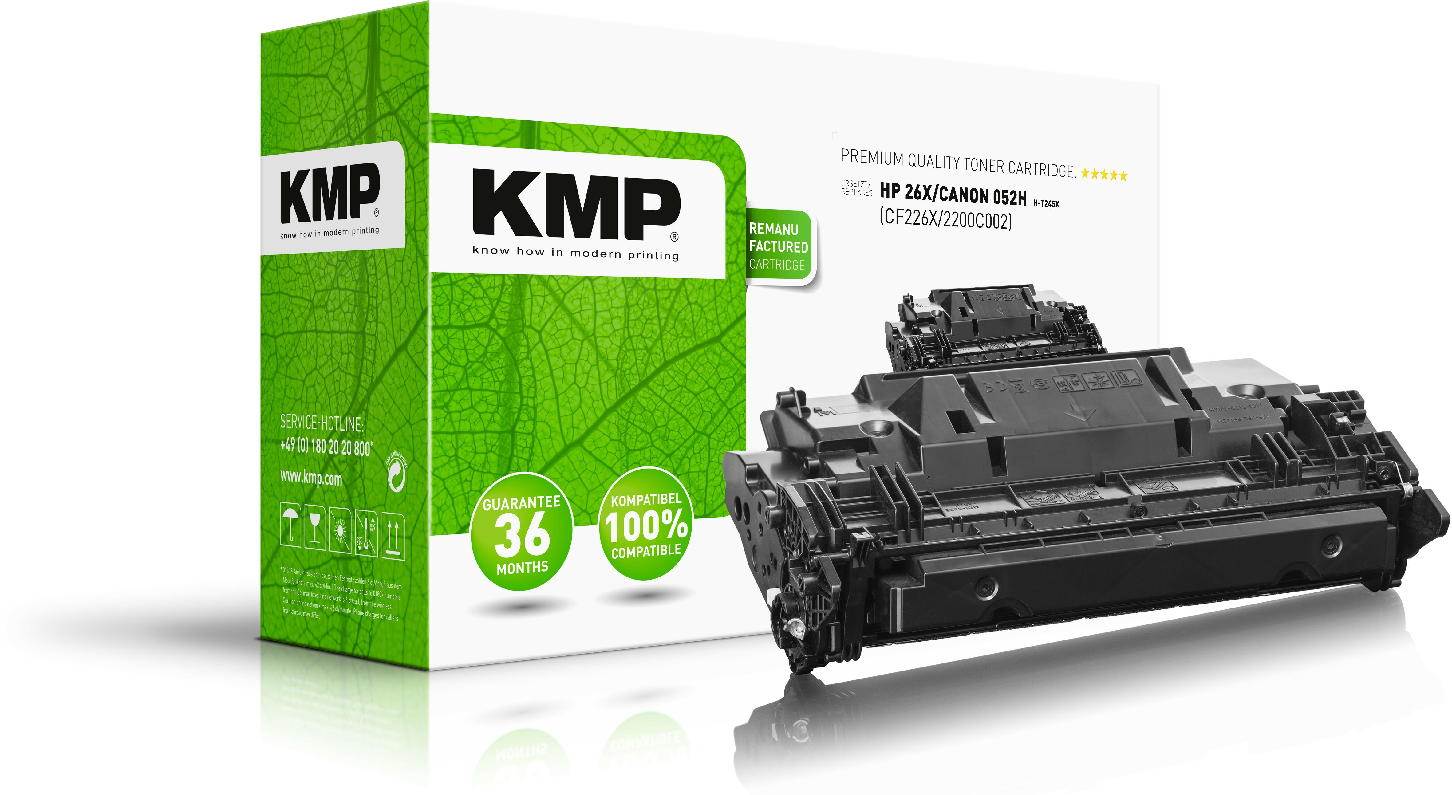 KMP Toner HP CF226X/­Canon 052H black 12000 S. H-T245X remanufact KMP Toner HP CF226X/­Canon 052H black 12000 S. H-T245X remanufact