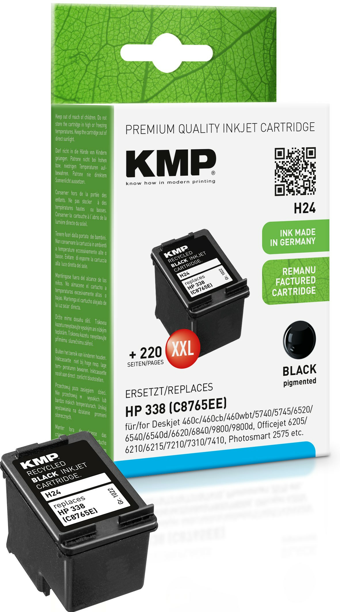 KMP Patrone HP C8765E Nr.338 black 700 S. H24 refilled