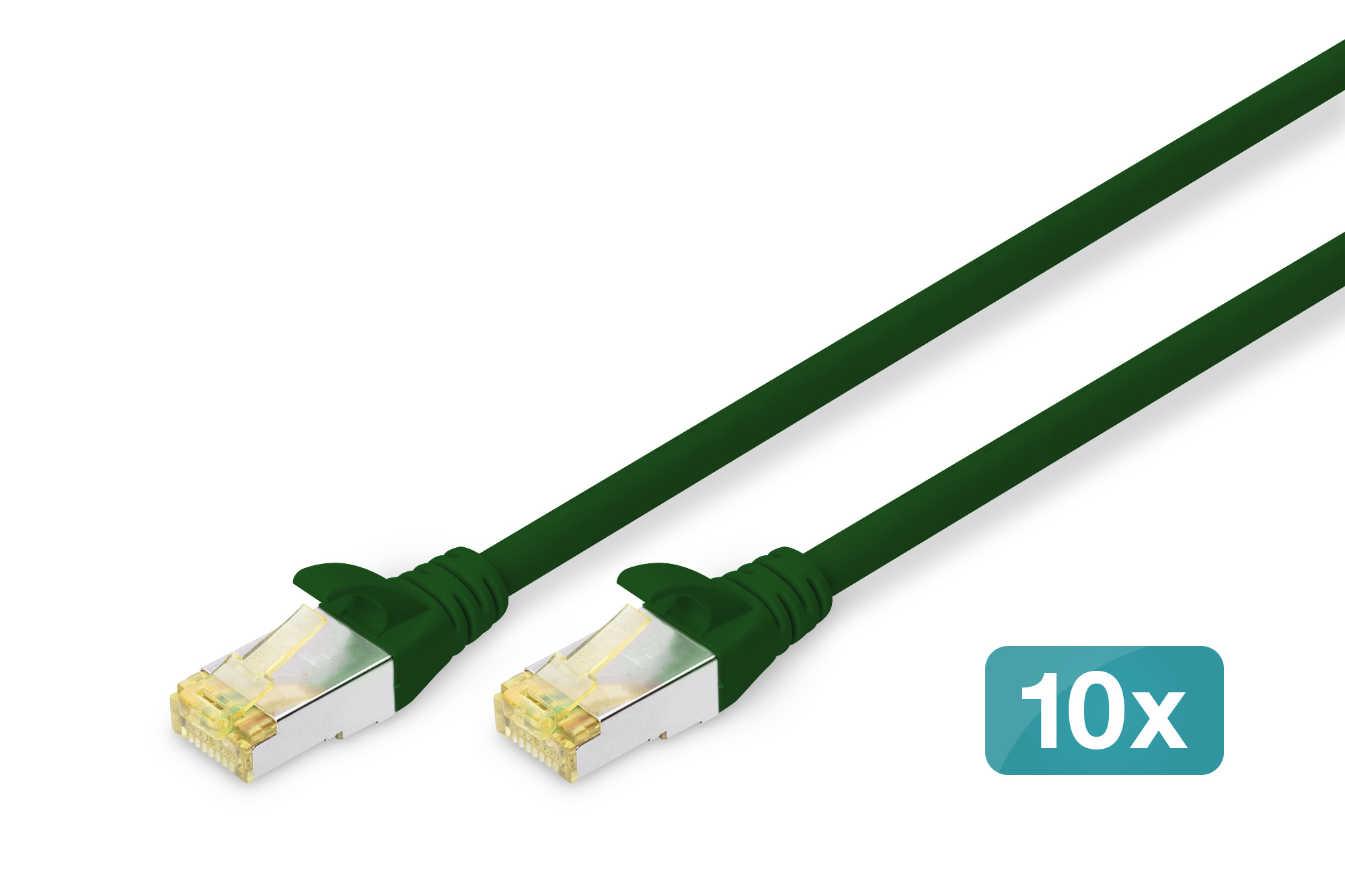 DIGITUS CAT 6A S/&shy;FTP Patchkabel, 10 Stück, 0,5m, grün