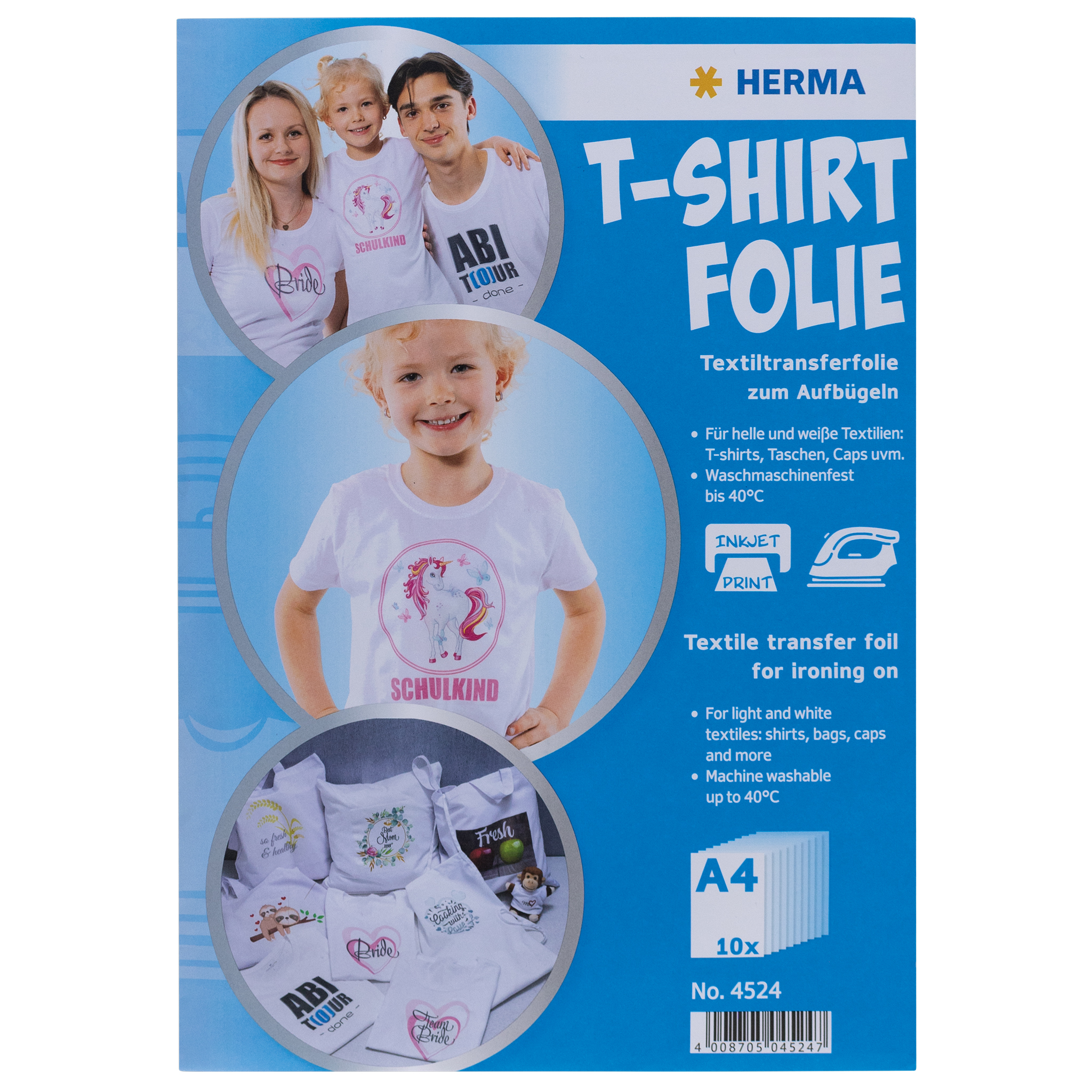 HERMA T-Shirt Folie für helle Textilien A4 bedruckbar 20 St.