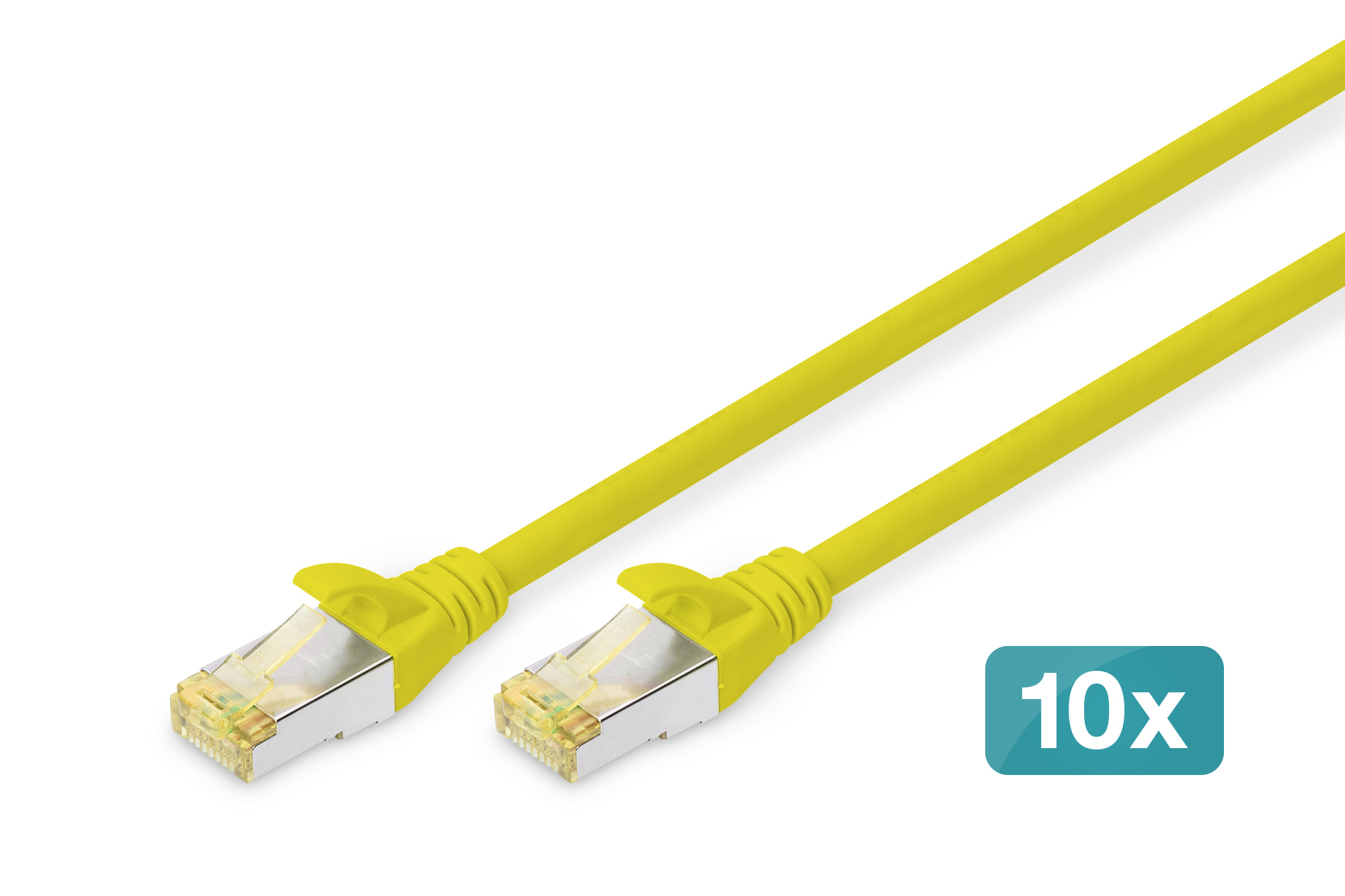 DIGITUS CAT 6A S/&shy;FTP Patchkabel, 10 Stück, 1m, gelb