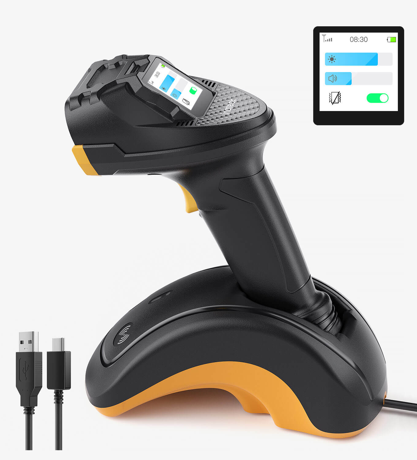 inateck Barcodescanner Pro 8 Black Kit Wireless 1D 2D m Disp