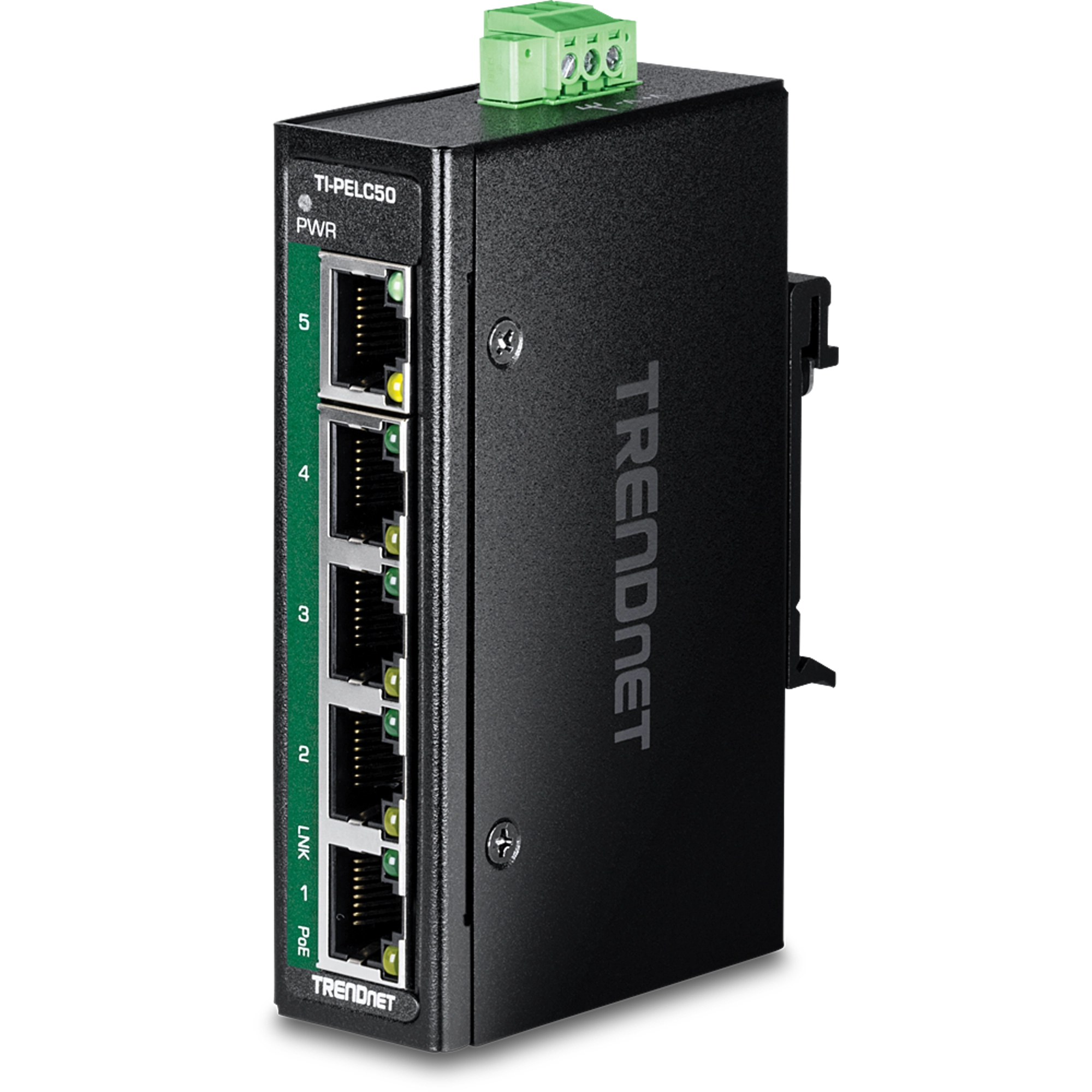 TRENDnet Industrial Switch 5-Port Fast Eth. PoE+ Mini DIN-R