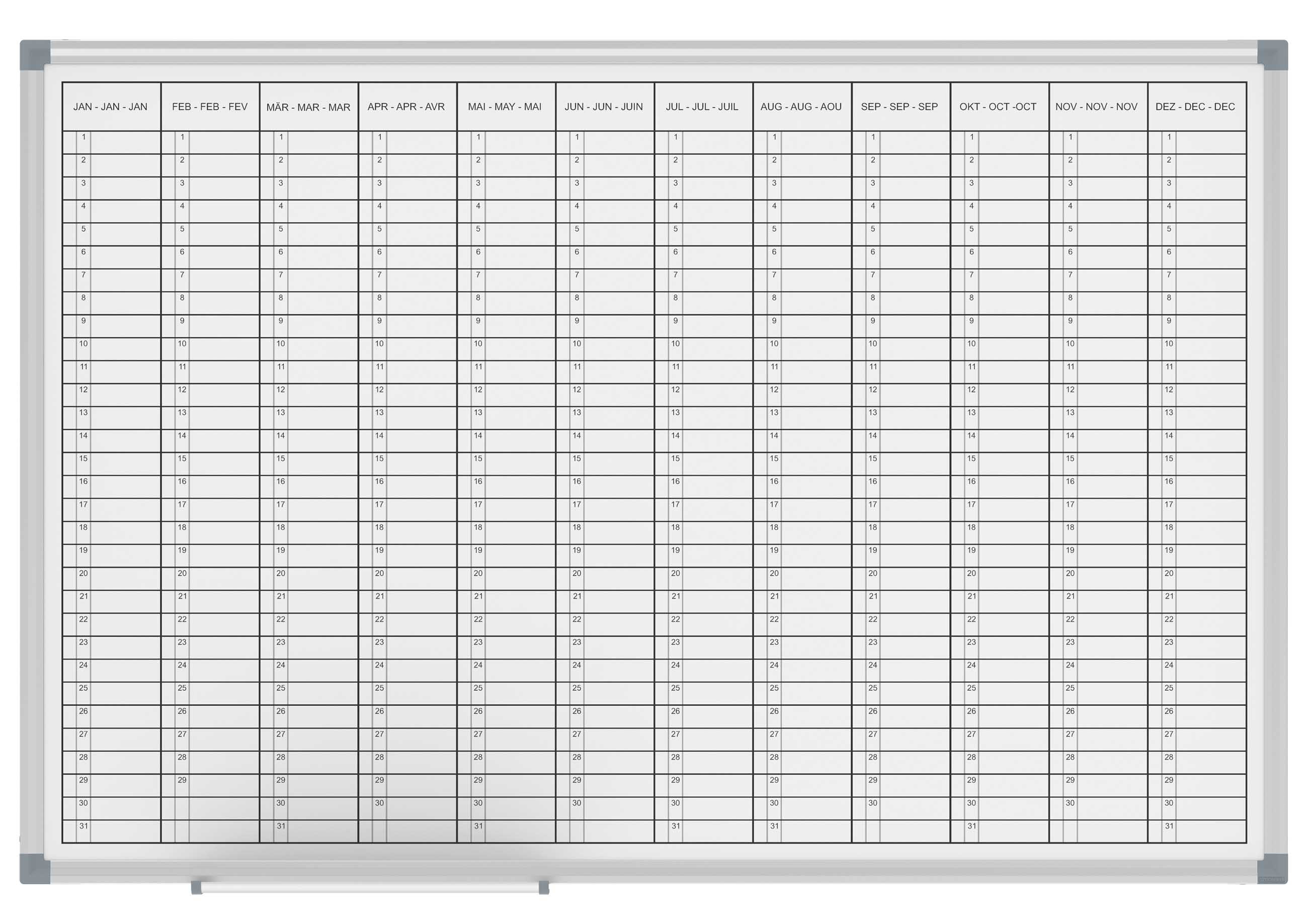 MAUL Whiteboard Jahresplaner MAULstandard 60x90cm