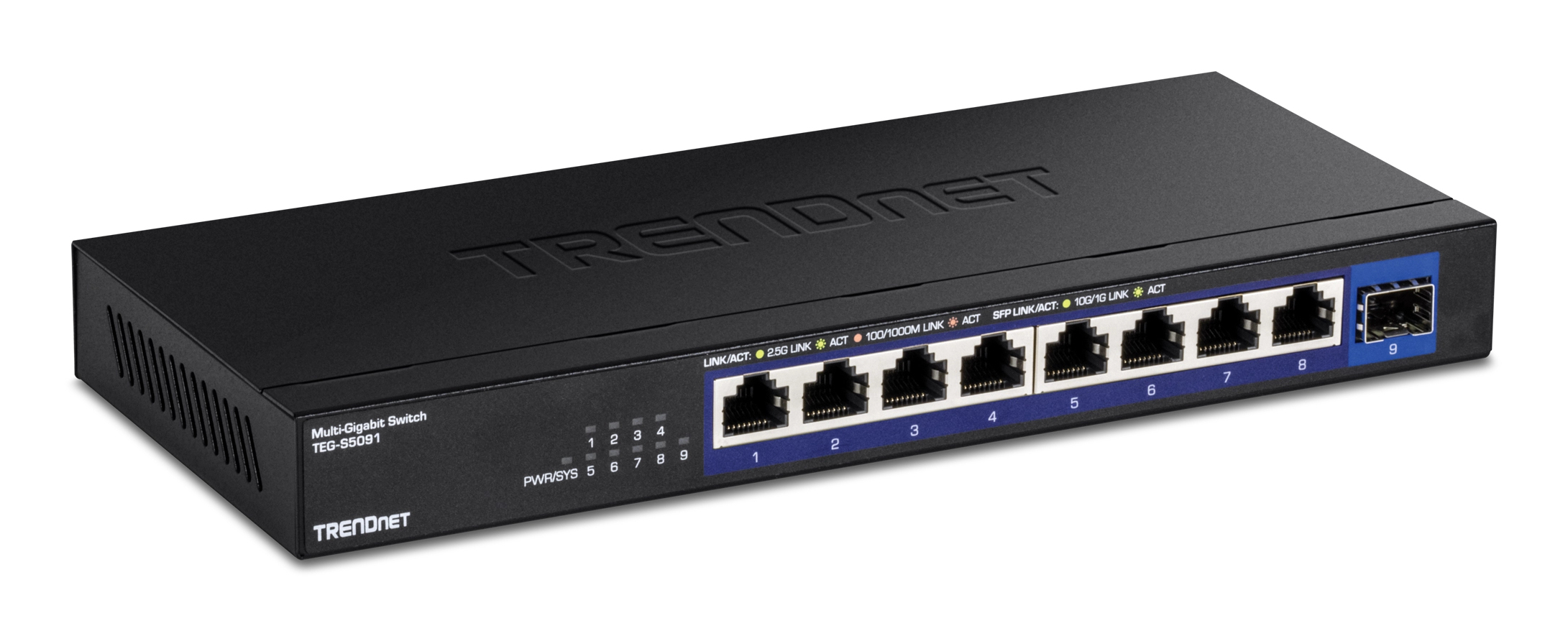 TRENDnet Switch 9-Port 2.5G Unmanaged 1x10G SFP+ WallMount TRENDnet Switch 9-Port 2.5G Unmanaged 1x10G SFP+ WallMount
