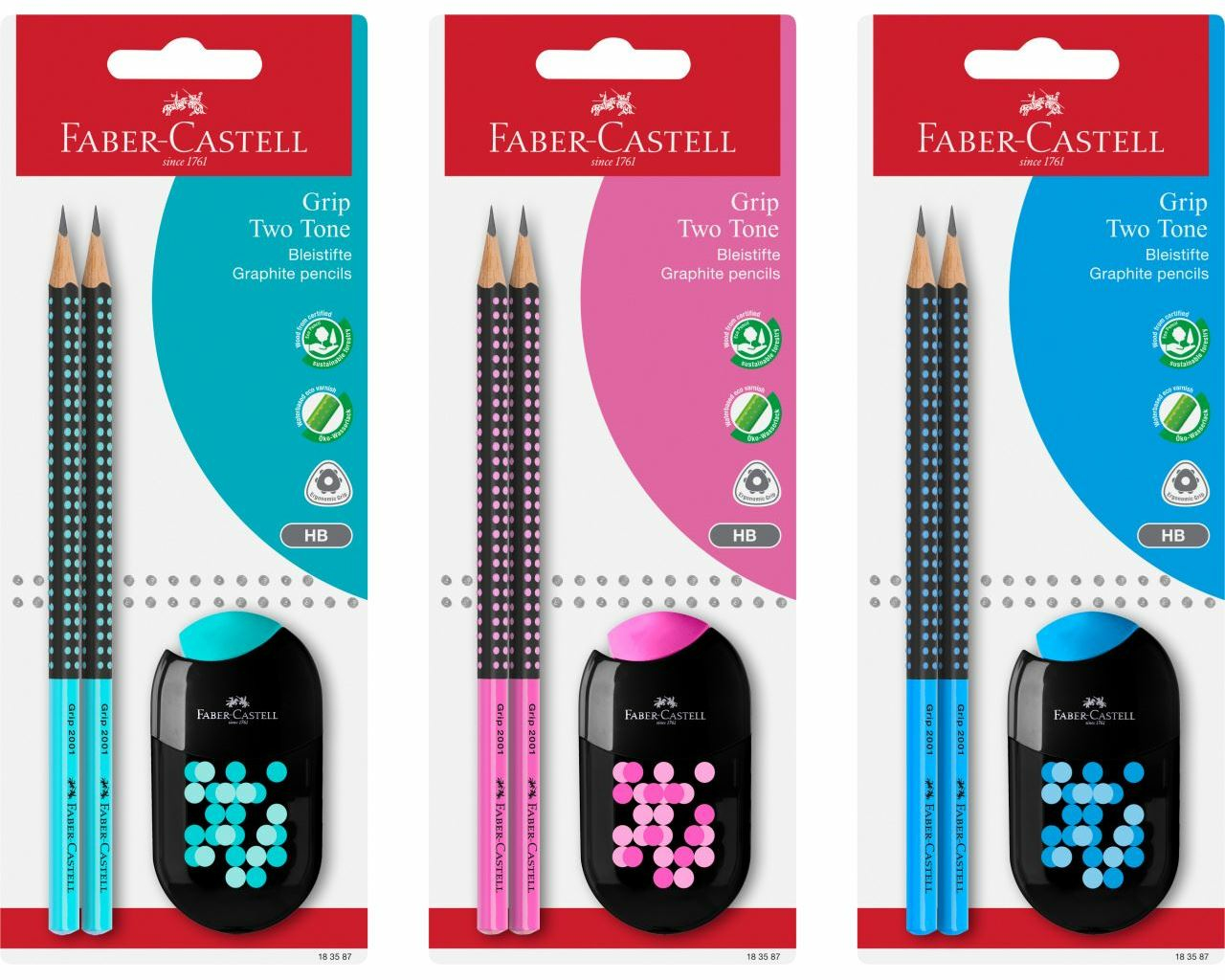 FABER-CASTELL BK 1x Spitzer + 2x BS Grip 2001 Two Tone