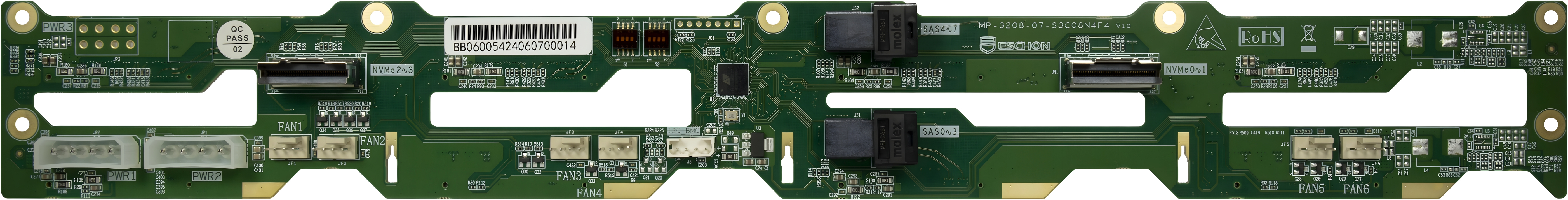 Inter-Tech IPC Backplane BP-4708-NVMe, 8-fach Inter-Tech IPC Backplane BP-4708-NVMe, 8-fach