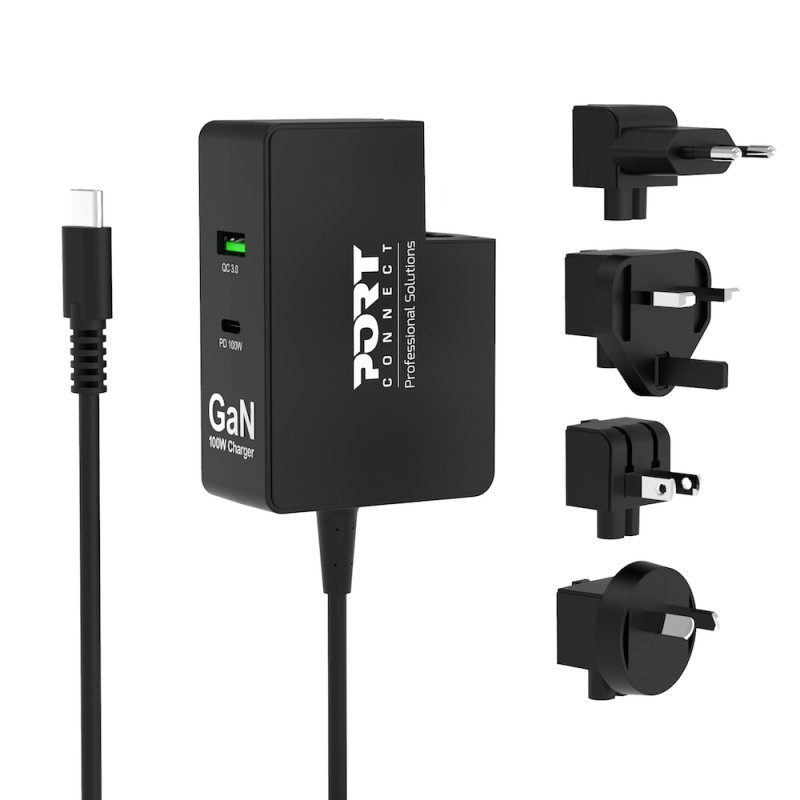 Port USB-C Ladegerät GaN 100W USB-C/&shy;A Reiseadapter