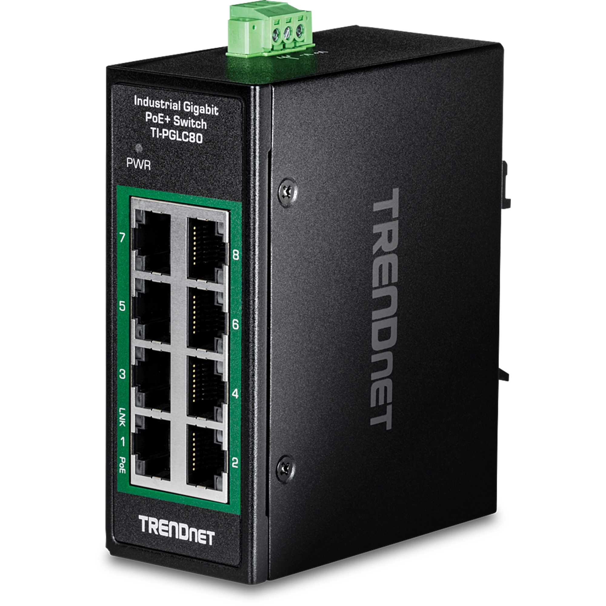 TRENDnet Industrial Switch 8-Port Gbit PoE+ Mini DIN-Rail