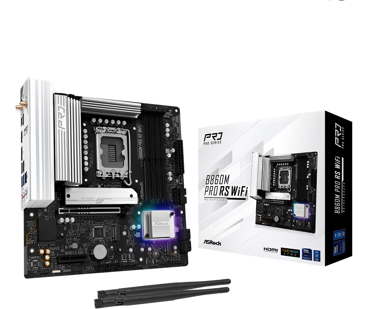ASRock B860M Pro RS Wifi        1851 mATX HDMI/&shy;DP       DDR5