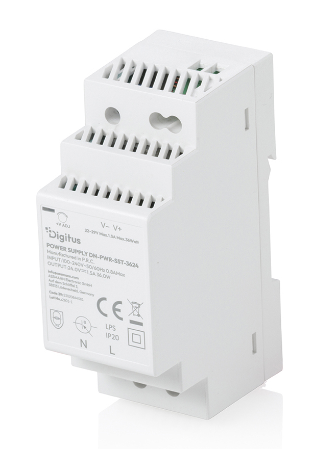 DIGITUS Netzteil 24V DC 36W Step-Shape DIN-Rail