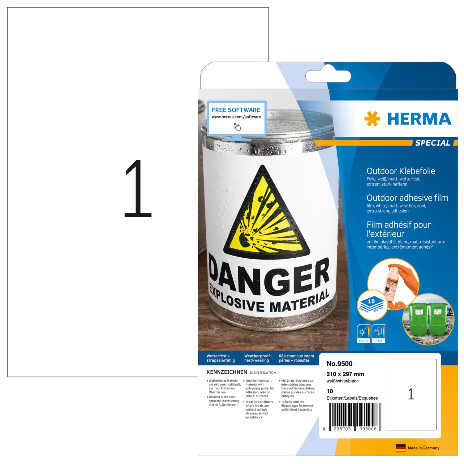 HERMA Etik. A4 Outdoor Klebefolie weiß 210x297   mm  10 St.