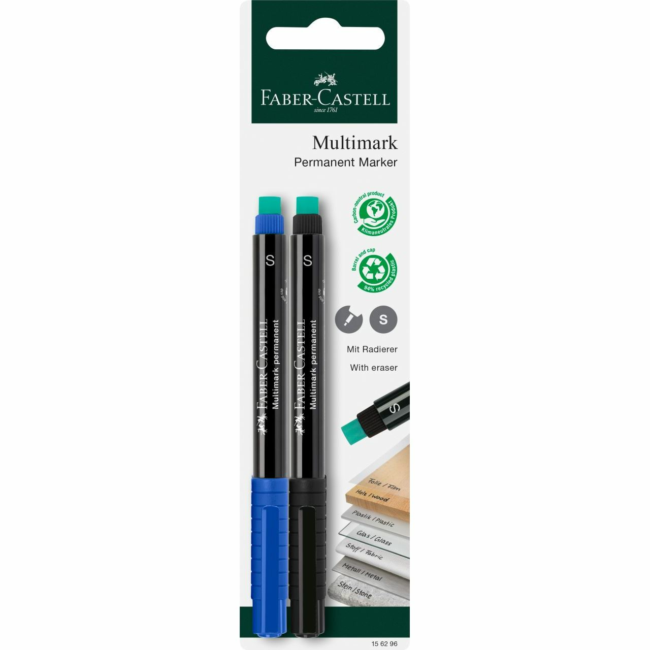 FABER-CASTELL Marker Multimark permanent S bl/&shy;sw 2x BK
