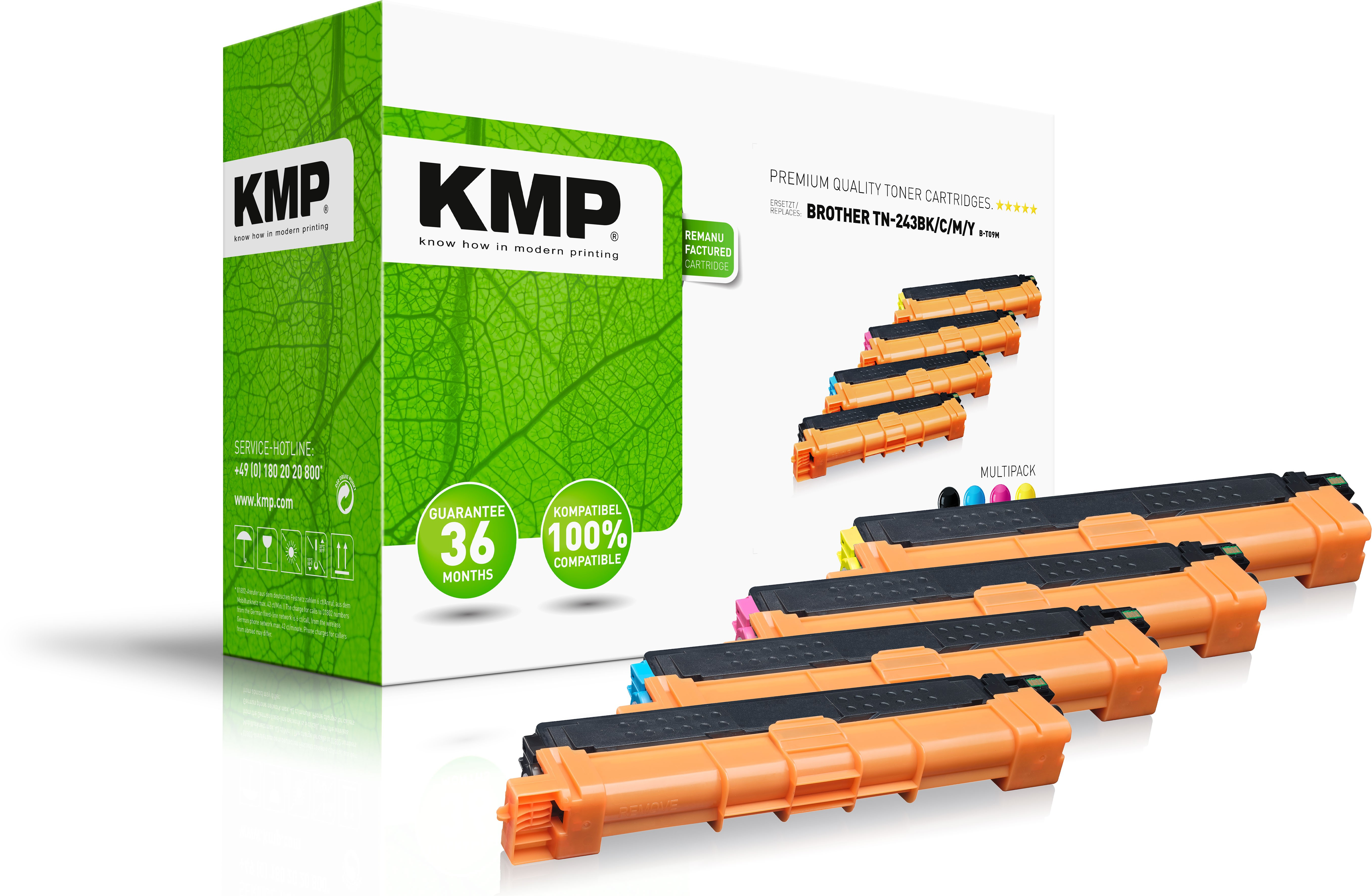 KMP Toner Brother TN-243BK/­C/­M/­Y Multipack B-T109M remanufacture KMP Toner Brother TN-243BK/­C/­M/­Y Multipack B-T109M remanufacture