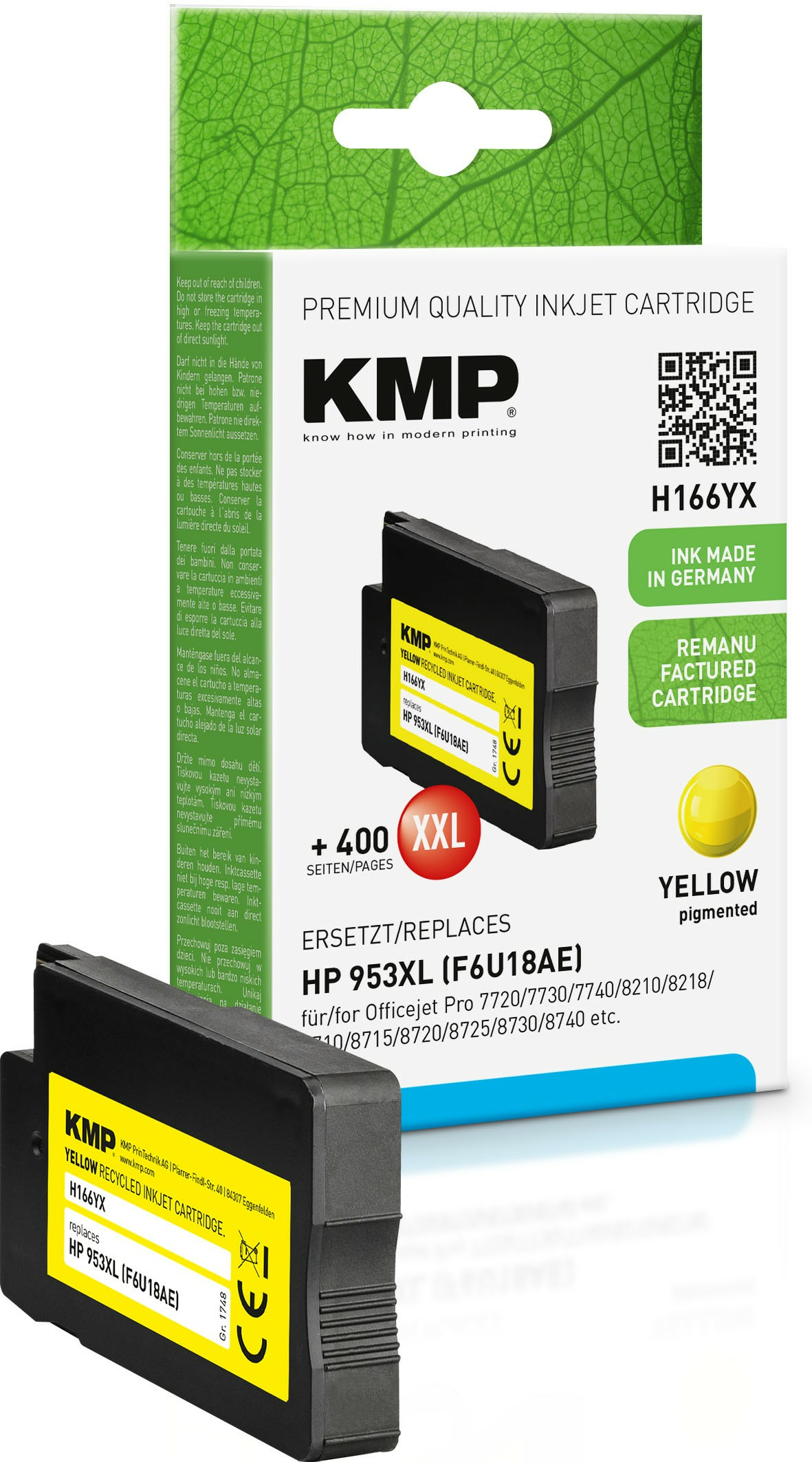 KMP Patrone HP 953XL (F6U18AE) yellow 2000 S. Hybrid-Chip refill