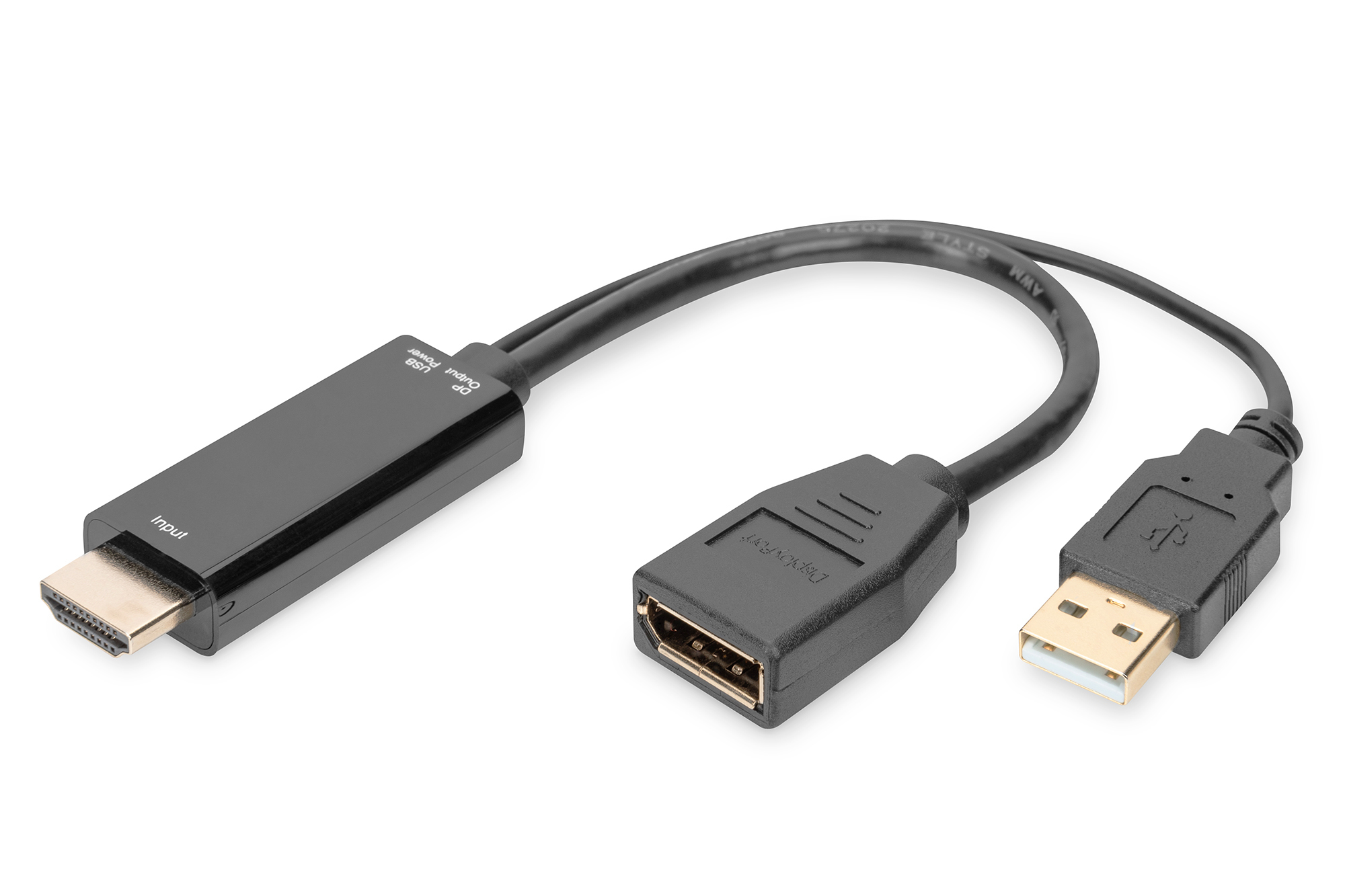 DIGITUS Adapter HDMI A -> DisplayPort St/&shy;Bu 4K 0,2m schwarz