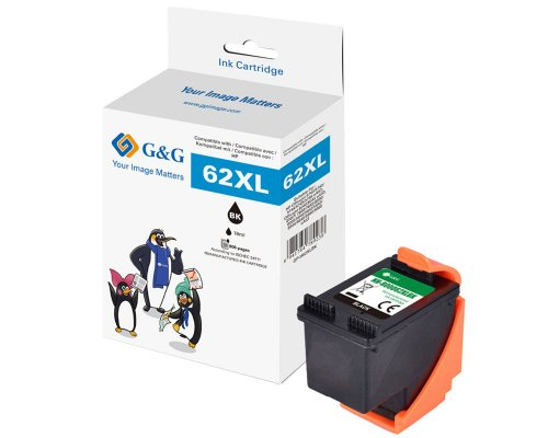 G&G XL- Patrone kompatibel mit HP 62XL/&shy; C2P05AN Schwarz