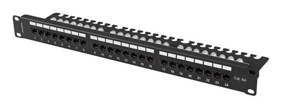 LANBERG 19" Patchpanel 1U 24-Port CAT.6A UTP + Kabelorg. sw