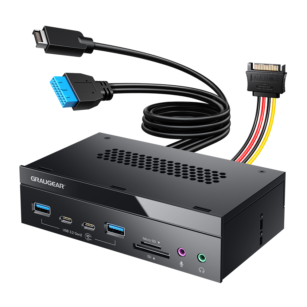 GRAUGEAR Multi Frontblende 8-Port + Kartenleser USB,SD,Micro