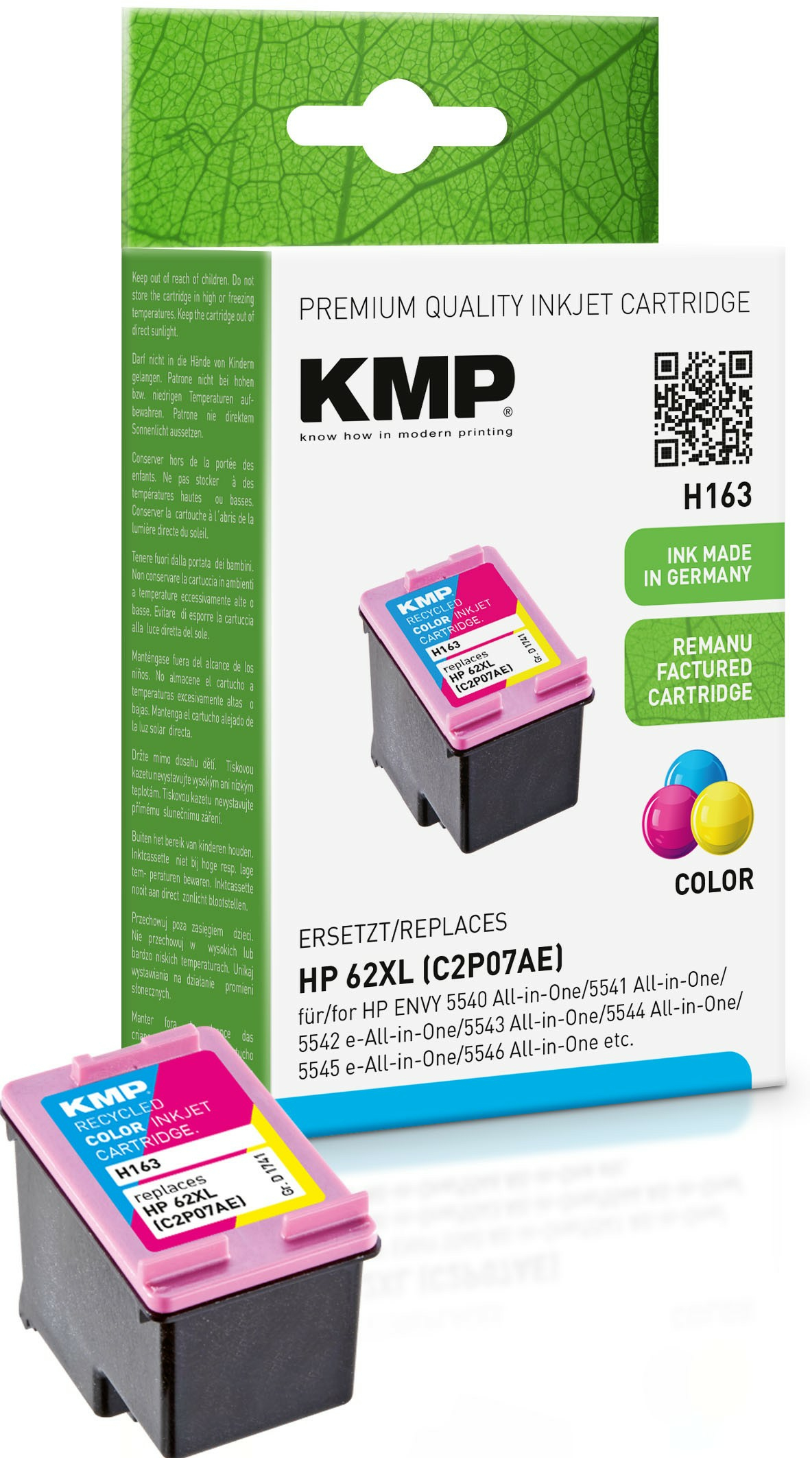 KMP Patrone HP C2P07AE NR.62XL color 415S. H128 refilled