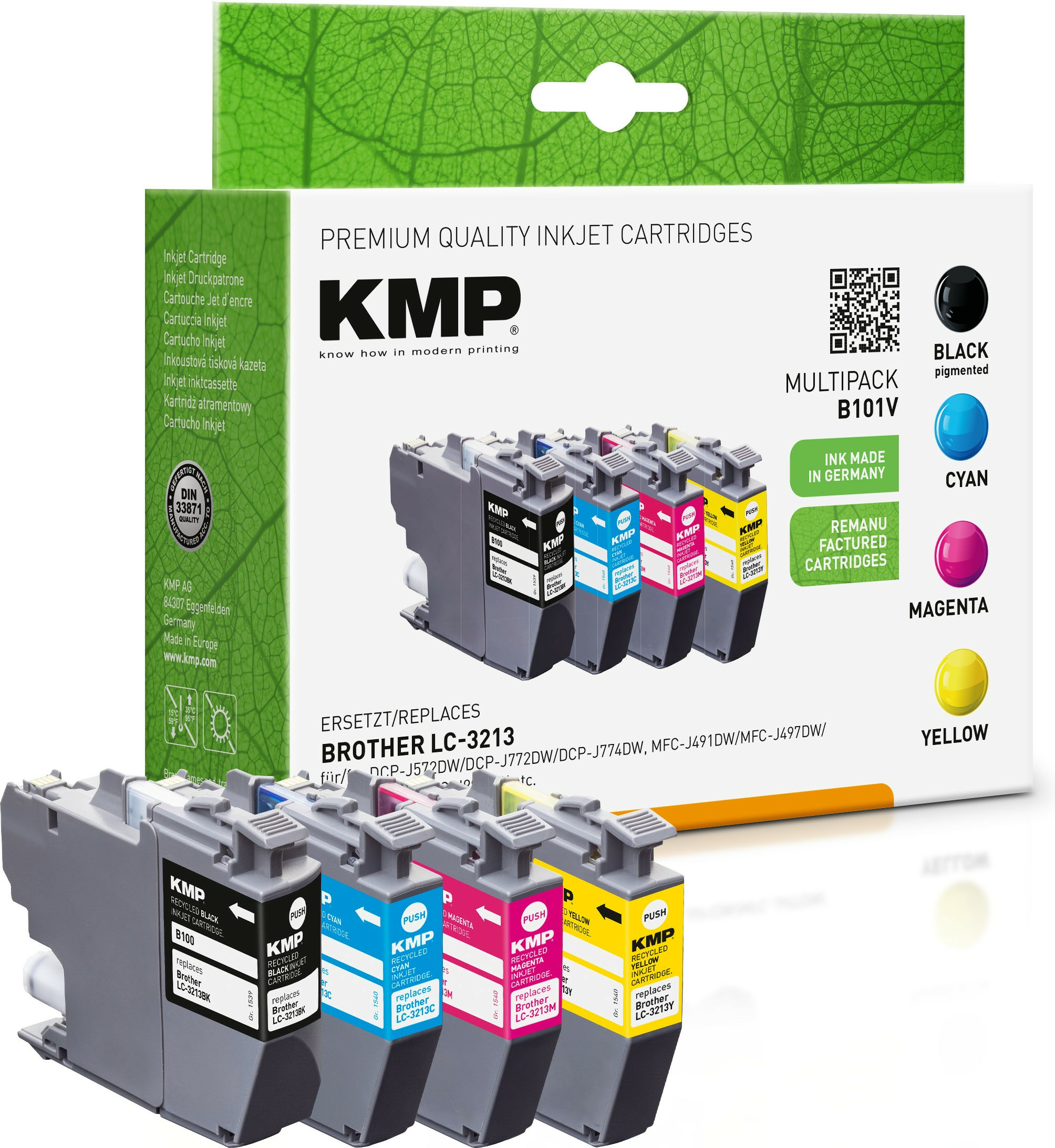 KMP Patrone Brother LC-3213 bk,cyan,mag,yel. 4x400 S. B100V rema