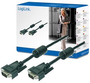 LogiLink VGA Cable 2xST black 2x Ferrit Core 10M