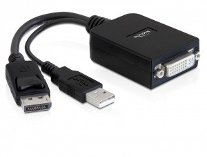 DELOCK Displayport Adapter DP -> DVI(24+5) St/&shy;Bu +USB schw.