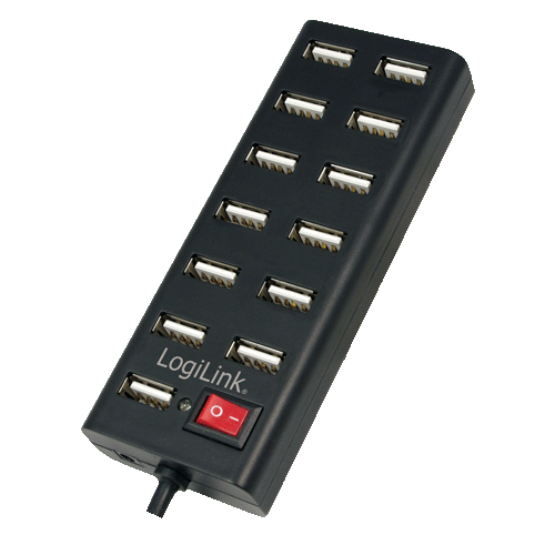 Logilink USB-HUB 13-Port m. Netzteil schwarz Kunststoff