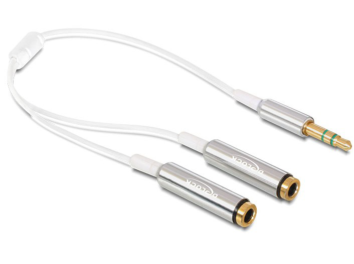 Audiokabel Delock 3,5mm stereo -> 2x 3,5mm stereo St/&shy;Bu 25cm