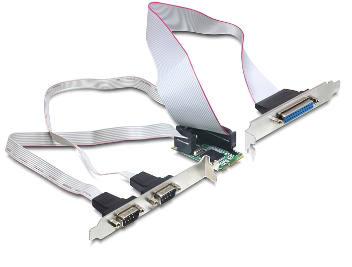 Mini PCI Expr Card Delock 2x D-Sub9 ext + 1x D-Sub25 ext Kab