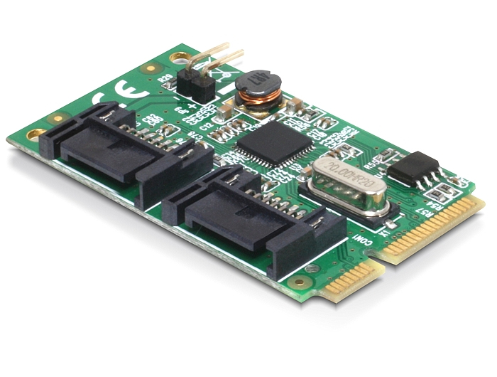 Mini PCI Expr Card Delock 2x SATA III 6Gb/&shy;s int + 1x Pfosten