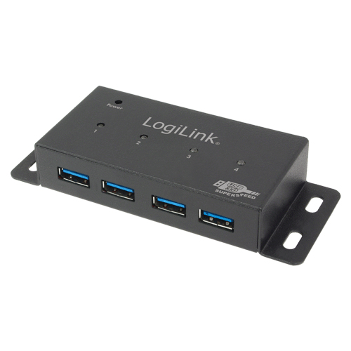 LogiLink USB 3.0 HUB 4-port, metal, incl. power supply