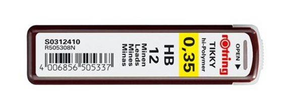 ROTRING Feinmine Dose Feinminen 12 Stück 0,3 HB
