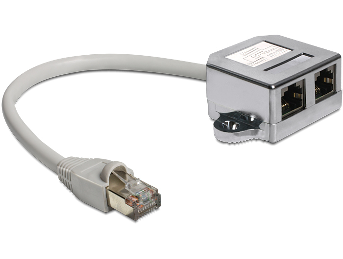 DELOCK RJ45 Adapter RJ45 -> 2x RJ45 St/&shy;Bu 0.15m 2 x Ethernet