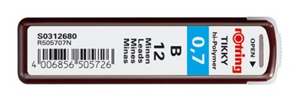 ROTRING Feinmine Dose Feinminen 12 Stück 0,7 B