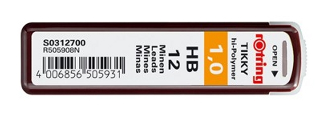 ROTRING Feinmine Dose Feinminen 12 Stück 1.0 HB