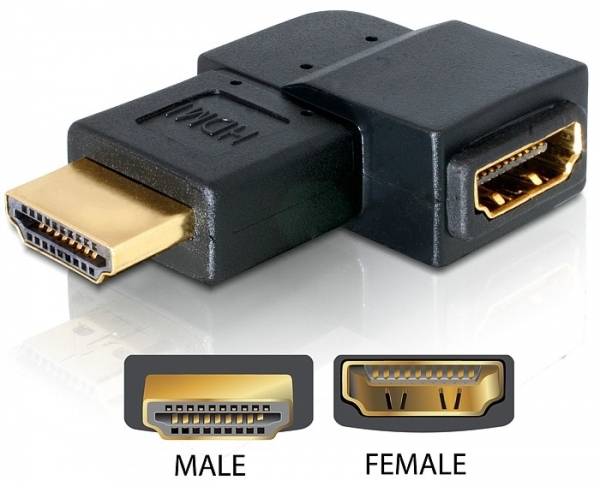 HDMI Adapter Delock HDMI A -> A 90°links-gewinkelt St/­Bu HDMI Adapter Delock HDMI A -> A 90°links-gewinkelt St/­Bu