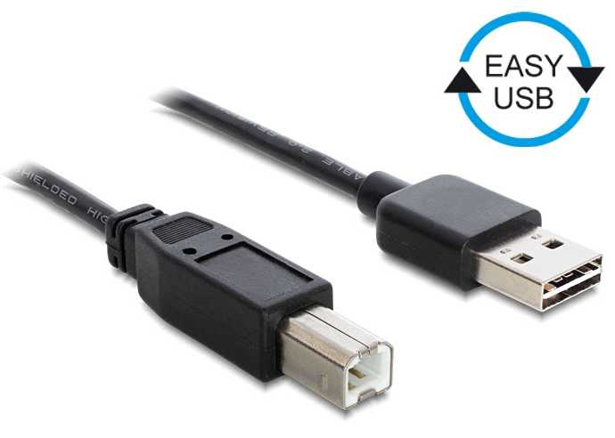 DELOCK Easy USB Kabel A -> B St/&shy;St 3.00m schwarz